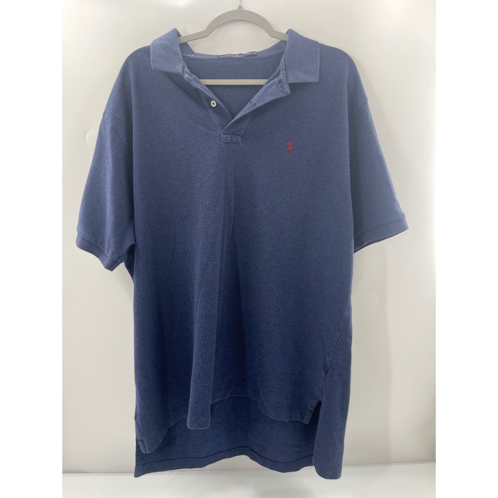 Polo Ralph Lauren Mens XXL Navy Blue ShortSleeve Mesh Cotton Polo Shirt Red Pony